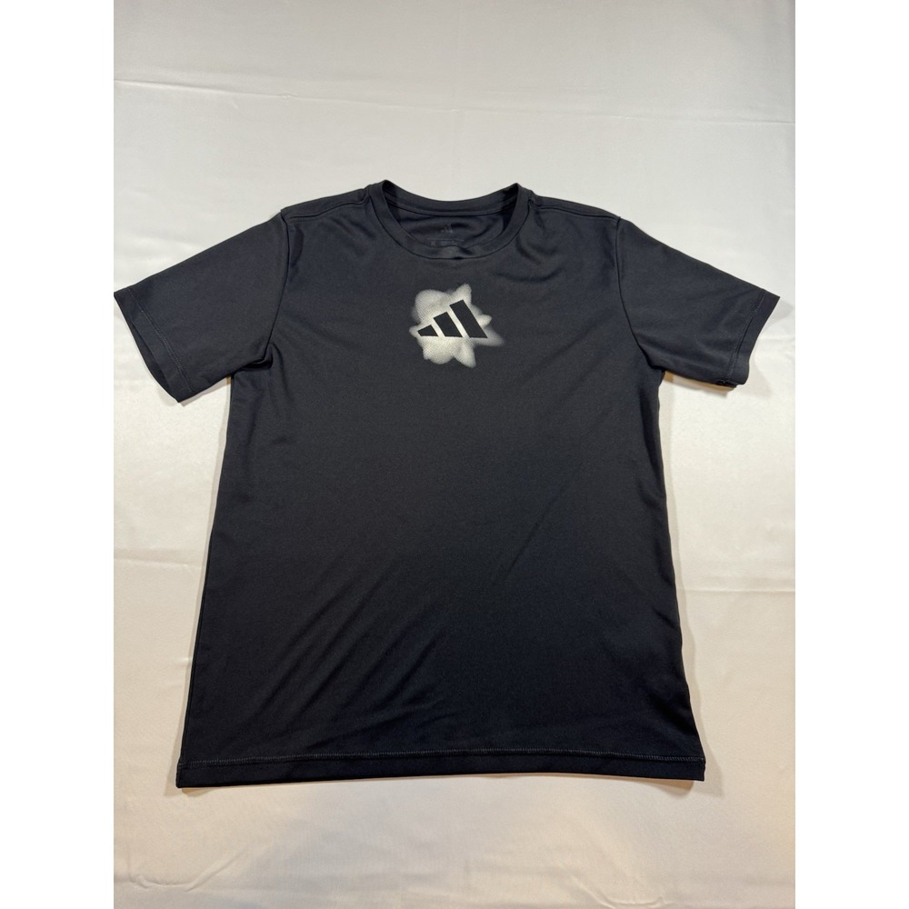 Adidas T-Shirt Youth M Black Short SleeveBig Logo Activewear